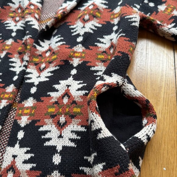 Lucky Brand Size L Multicolor Aztec Inspired Open Front Knit Cardigan Sweater - Picture 16 of 16